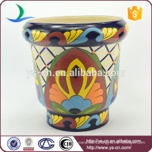 YSfp0001-01 Morden vintage hand print ceramic flower pot